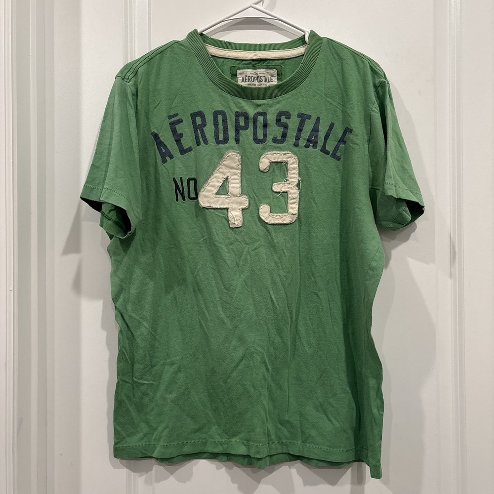 Aeropostale Y2K Shirt Mens Large Green Stitched 43 Short Sleeve Grunge Skater